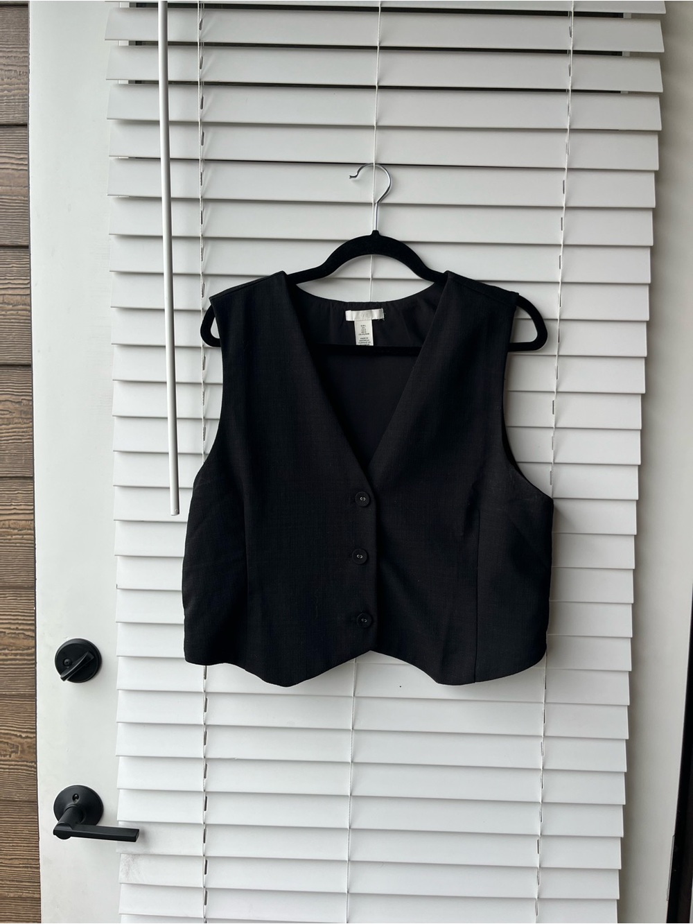 H&M Black Button-Front V-Neck Tank Vest